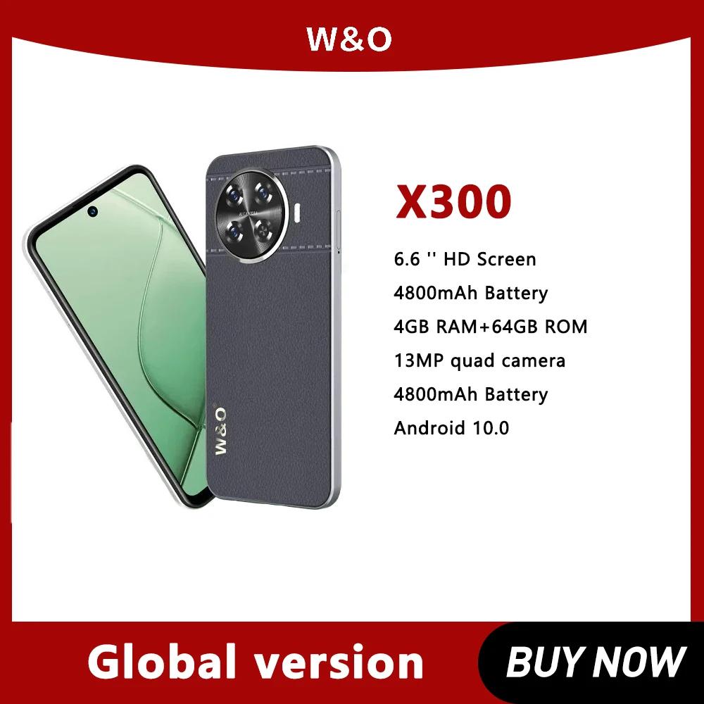 W & O-X300 ʹ Ʈ, 6.6 ġ ȵ̵ 10 ,4GB RAM, 64GB ROM ,4800mAh ͸, ޴, 13MP ī޶ 4 ,  SIM